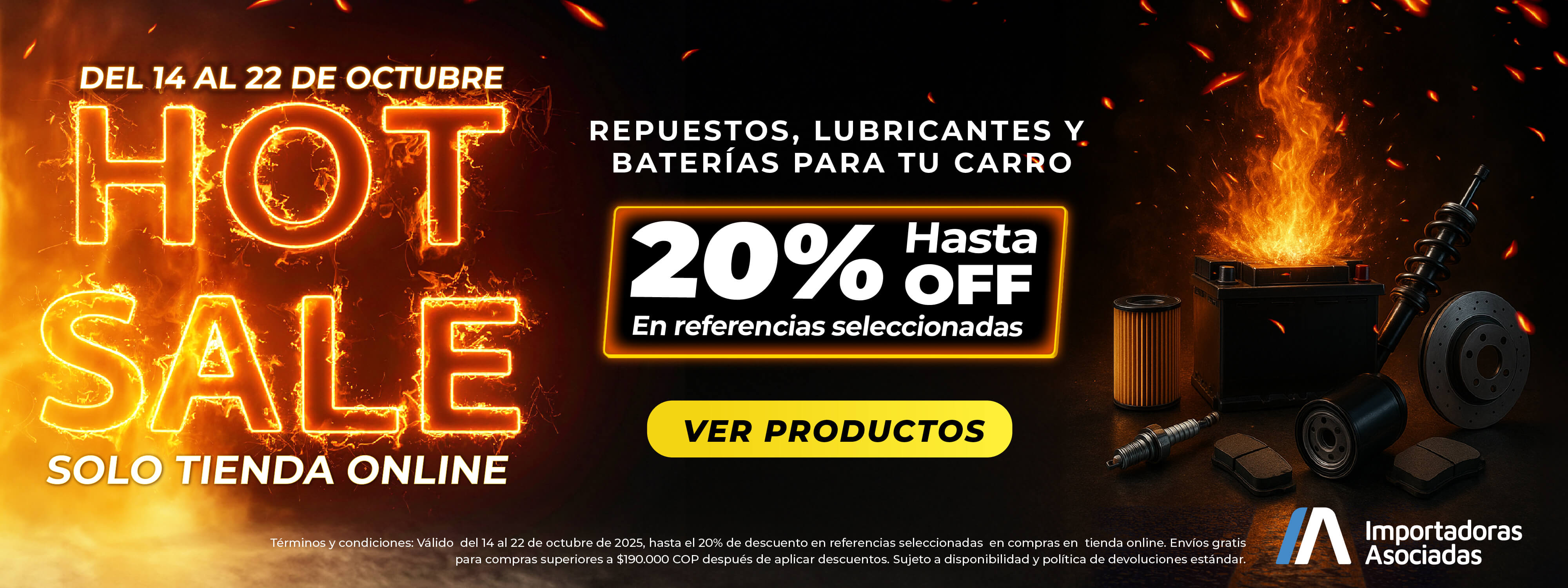 Banner promocional “Hot Sale” de Importadoras Asociadas, vigente del 14 al 22 de octubre.